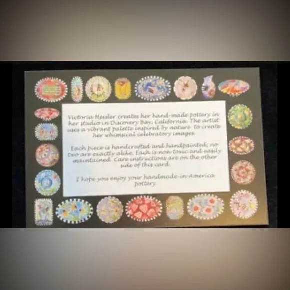 Handmade Ceramic Oval Serving Tray “Lemons On Aqua 11”x6” Original Design - Picture 8 of 8